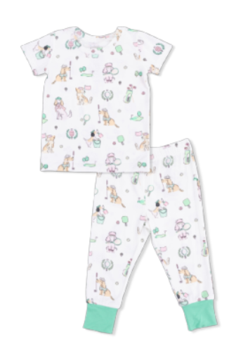 Country Club Dogs Pink Shortsleeve Loungewear Set