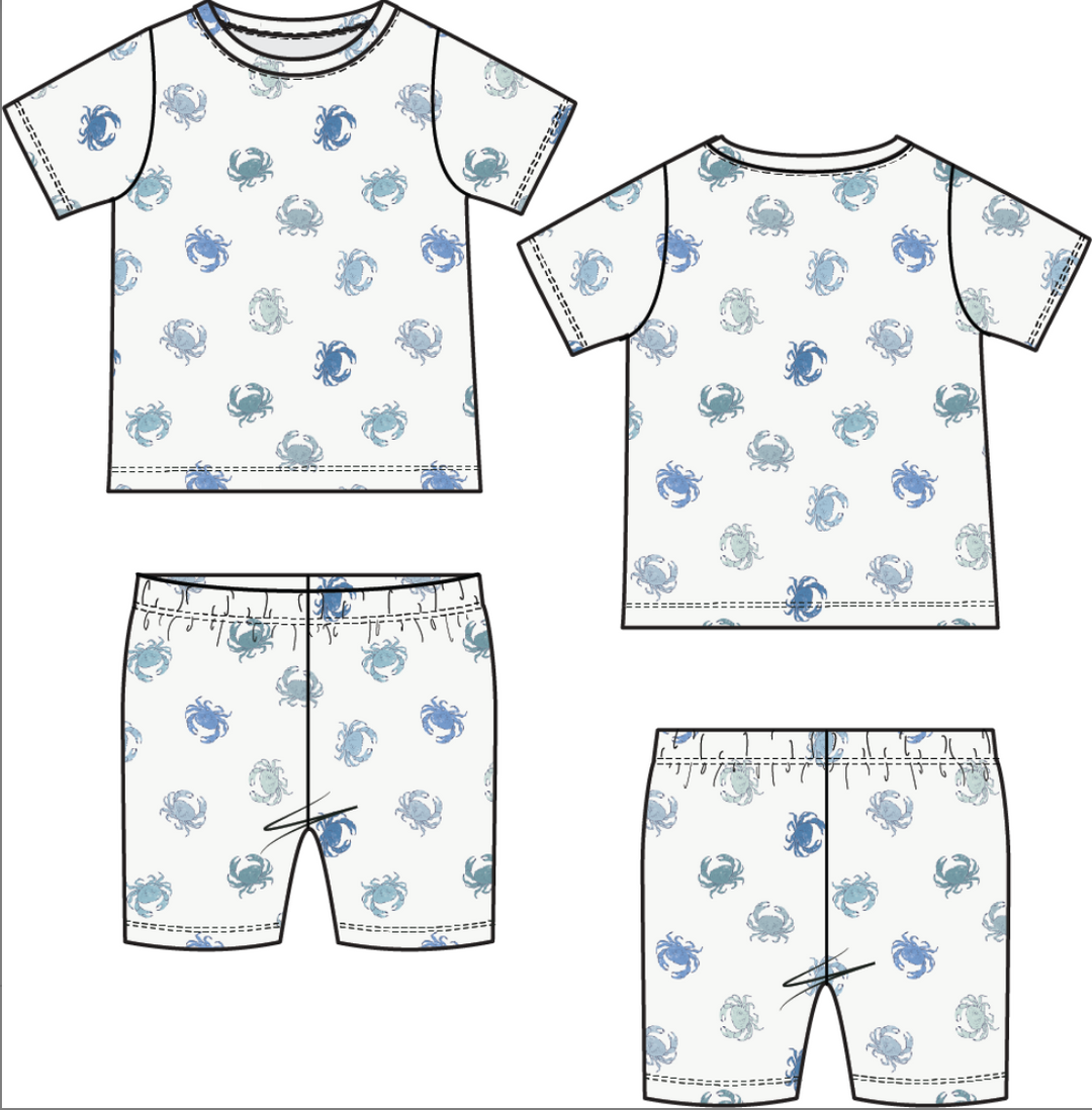Blue Crabs Loungewear Short Set