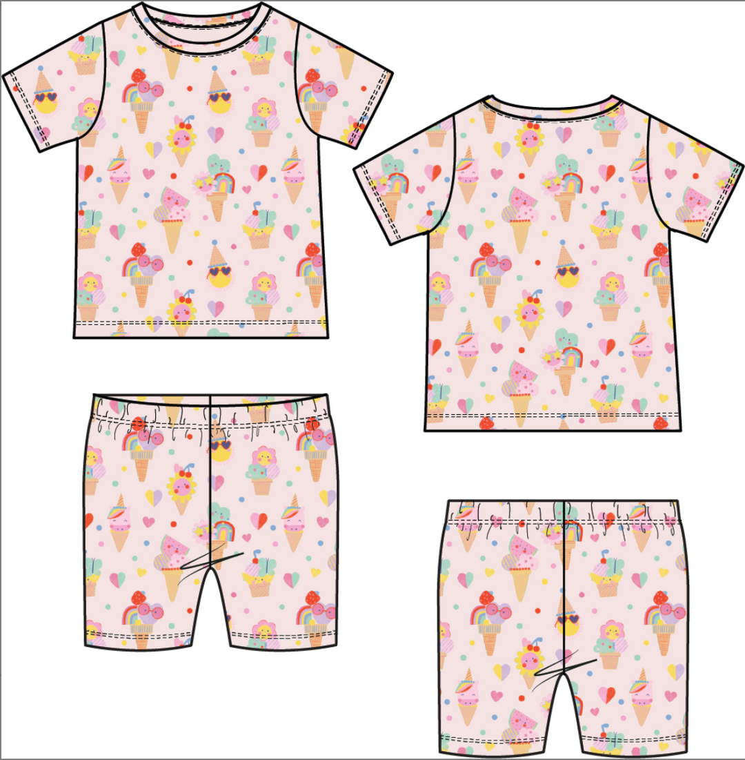 Ice Cream Fun Crew Loungewear Short Set