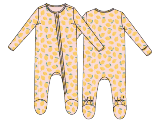 Sunny Lemons 2 Way Zipper Footie