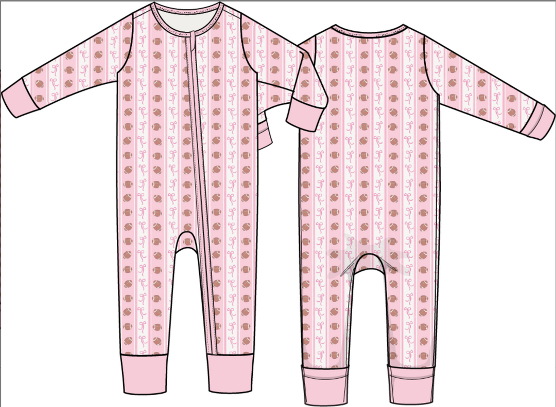 Football Bow Stripe Convertible Romper