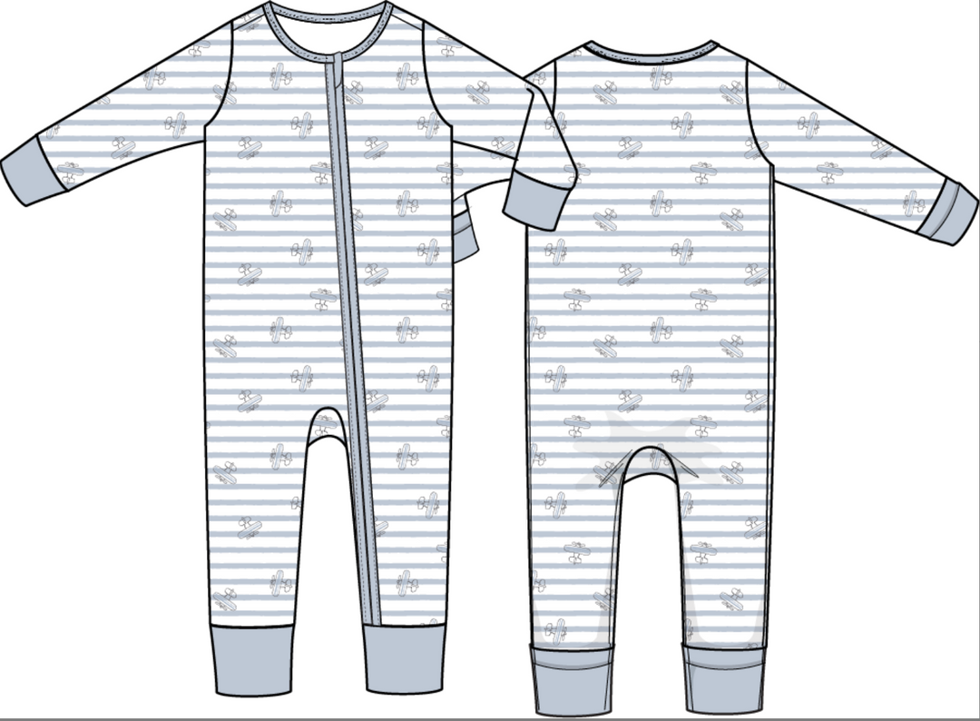 Airplane Stripe Convertible Romper