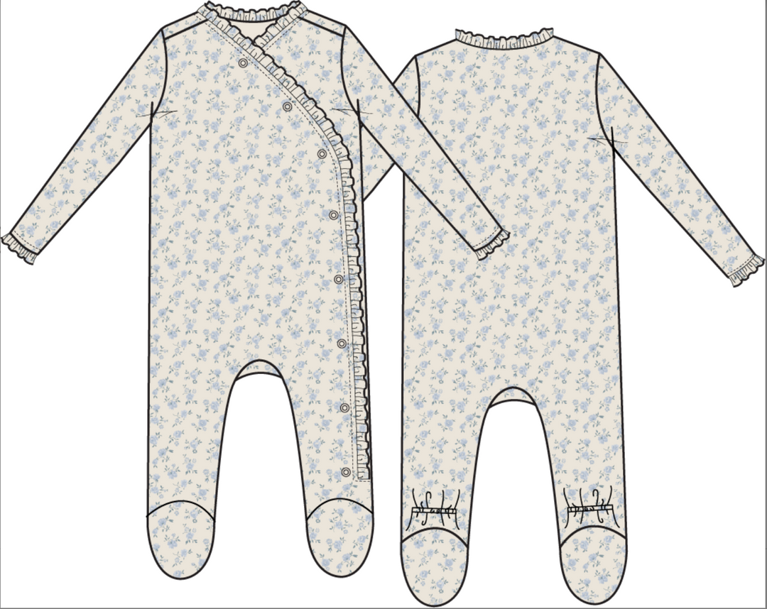 Rose Briar Kimono Ruffle Snap Footie