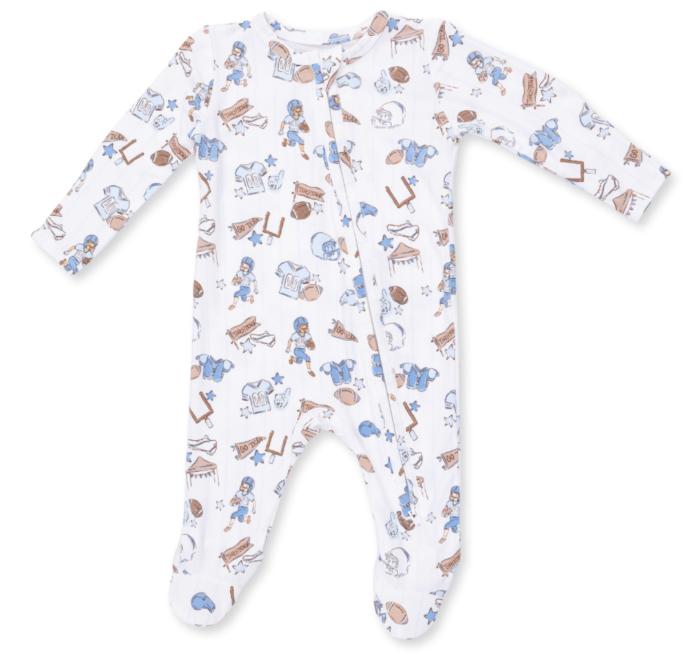 Football Nursery 2 Way Zipper Footie