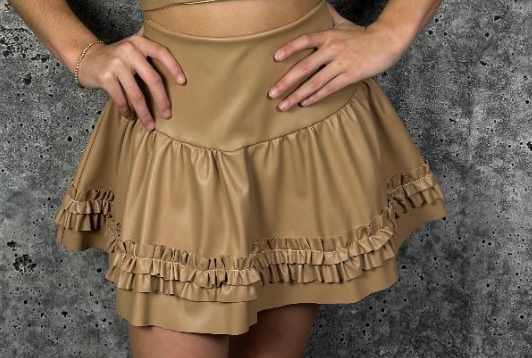 Faux Leather Ruffle Skort