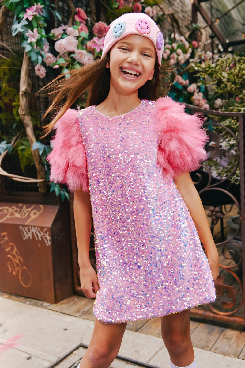 Lola + The Boys Mia Pink Fringe Dress, 14