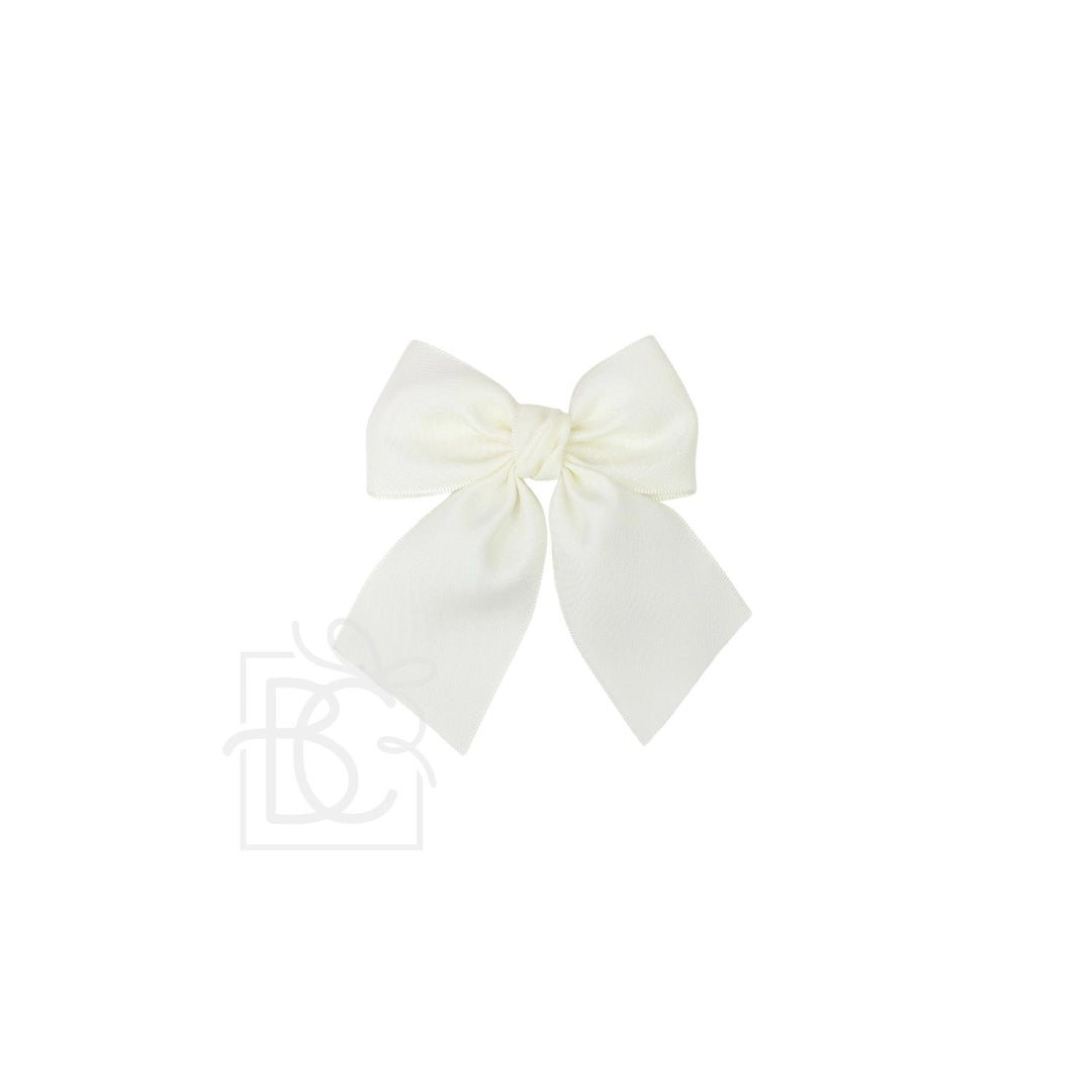 Opaque Satin Bow w/Euro Knot & Tails On Alligator Clip