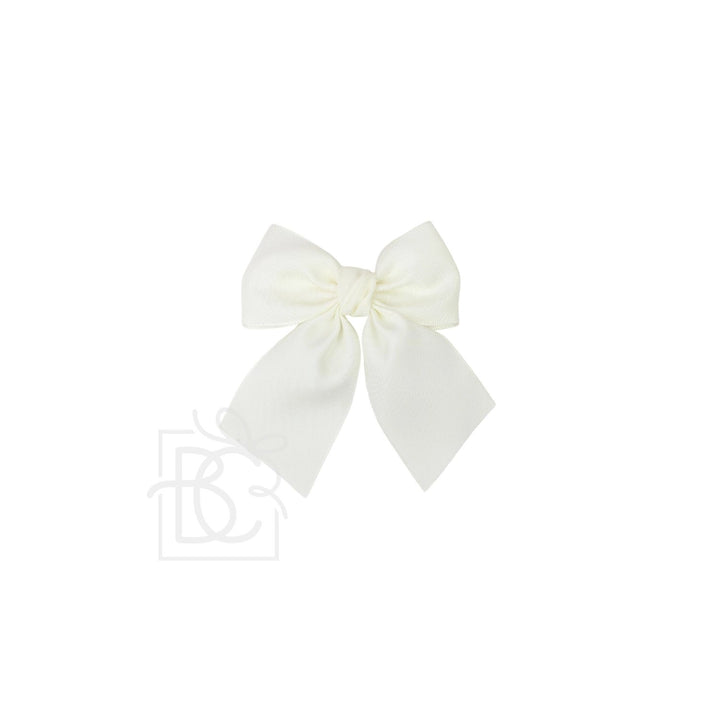 Opaque Satin Bow w/Euro Knot & Tails On Alligator Clip