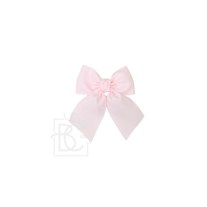 Opaque Satin Bow w/Euro Knot & Tails On Alligator Clip