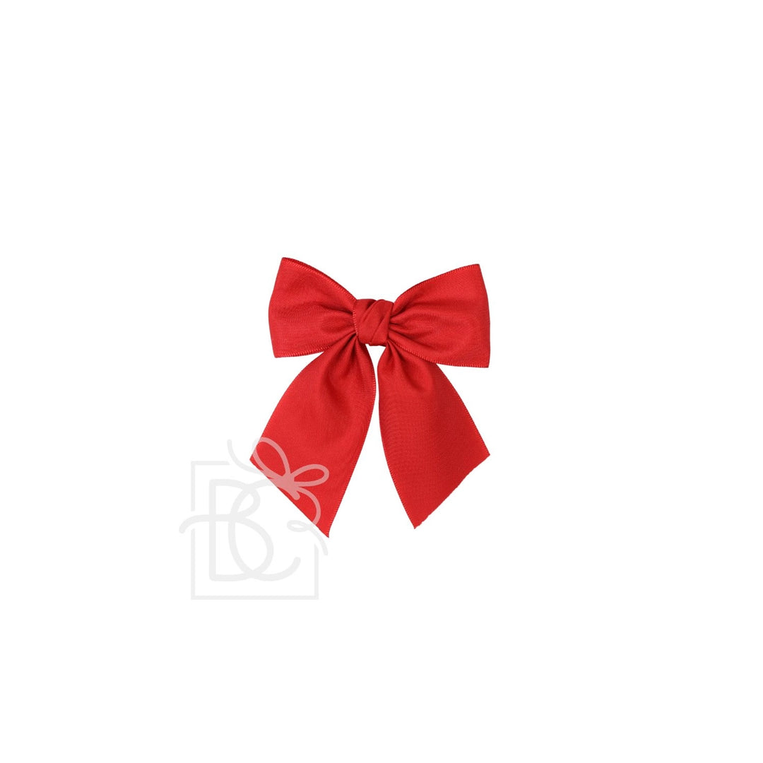Opaque Satin Bow w/Euro Knot & Tails On Alligator Clip