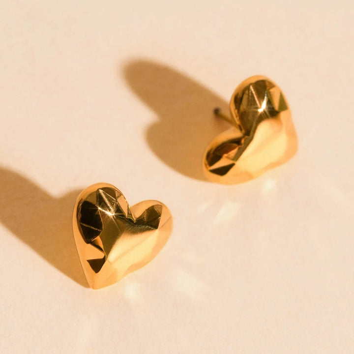 Geometric Heart Stud Earrings