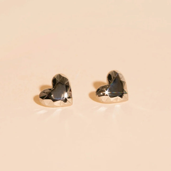 Geometric Heart Stud Earrings