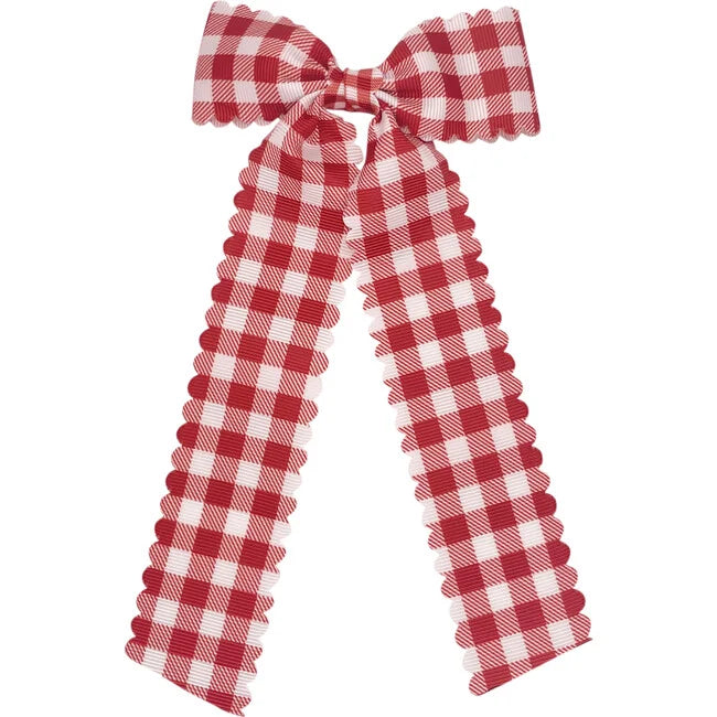 Scalloped Long Tail Bow Gingham