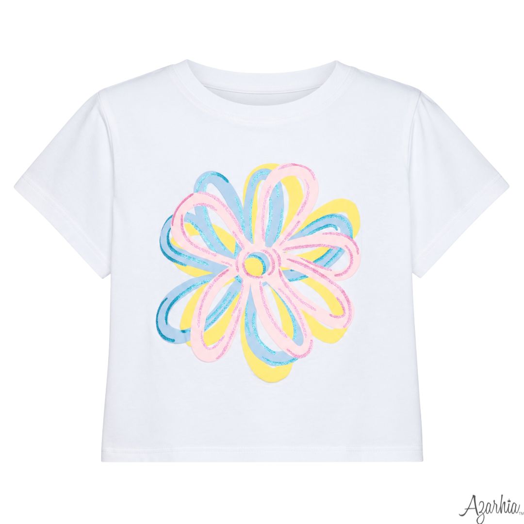 Glitter Puffy Graffiti Flowers Boxy Tee
