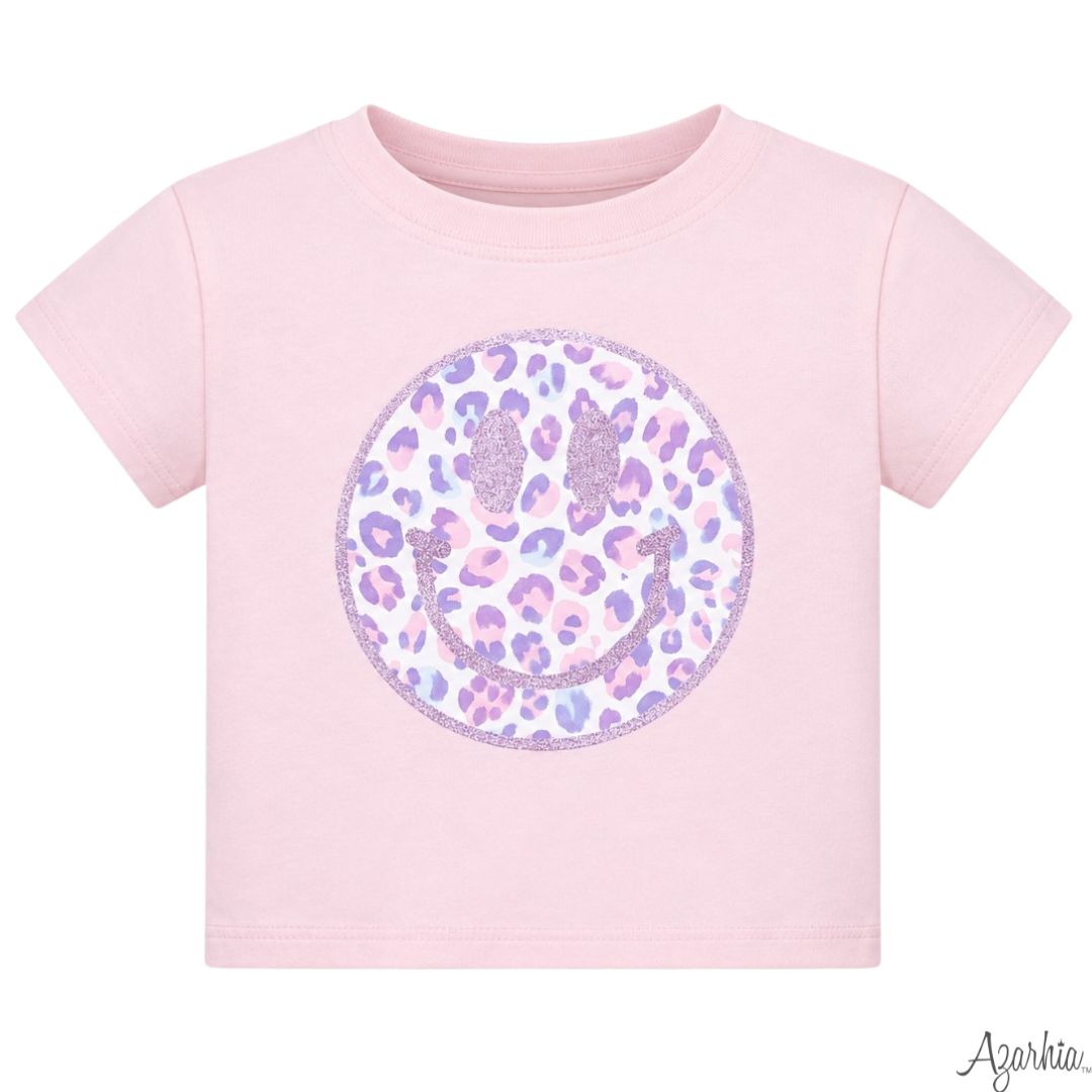 Glitter Leopard Love Smiley Boxy Tee