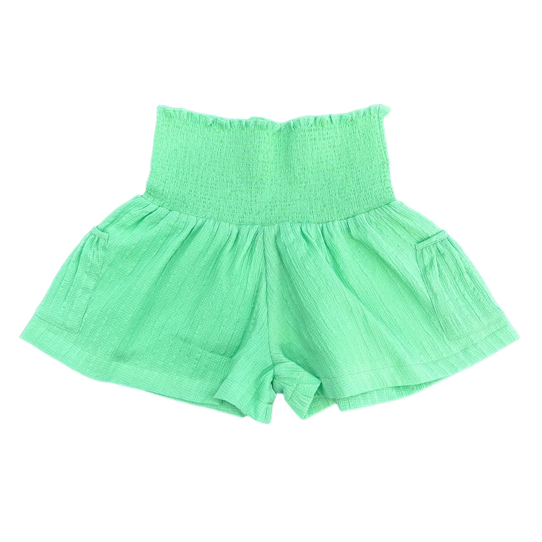 Ruffle Smocked Shorts w/Pockets