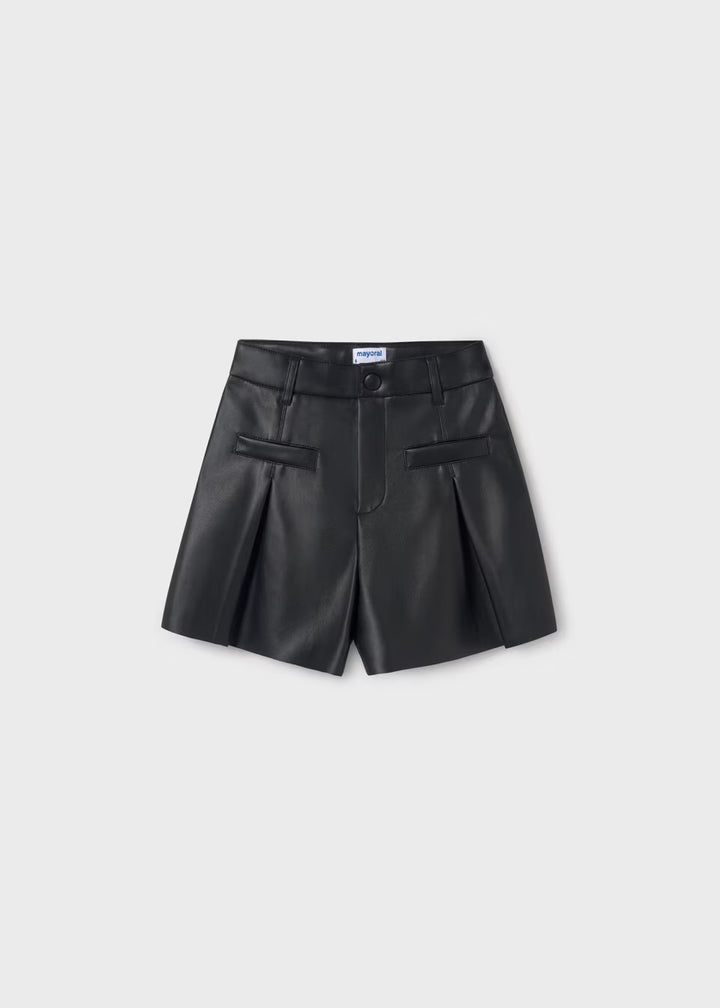 Leather Pleated Shorts