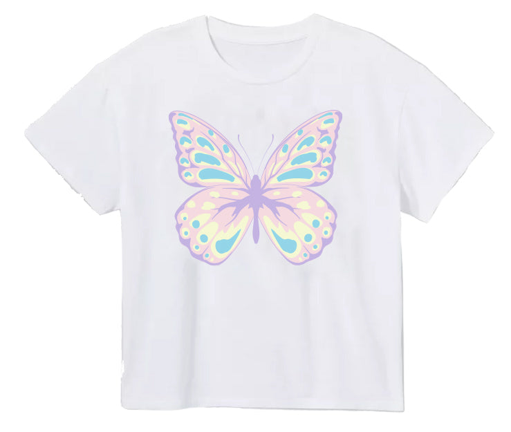 Pretty Butterfly w/Pink Glitter Boxy Tee