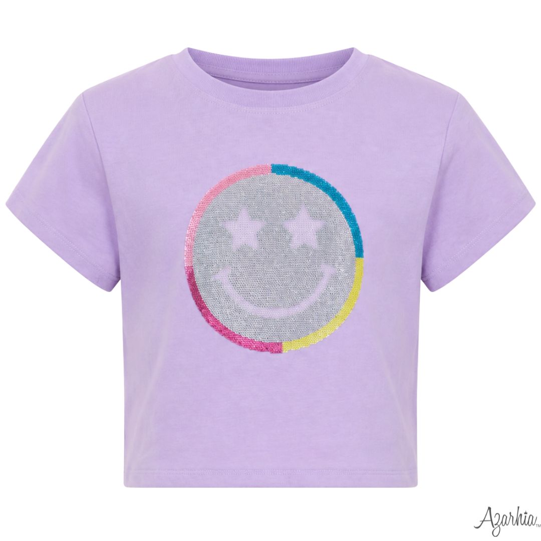 Sequin Star Smiley Face Boxy Tee