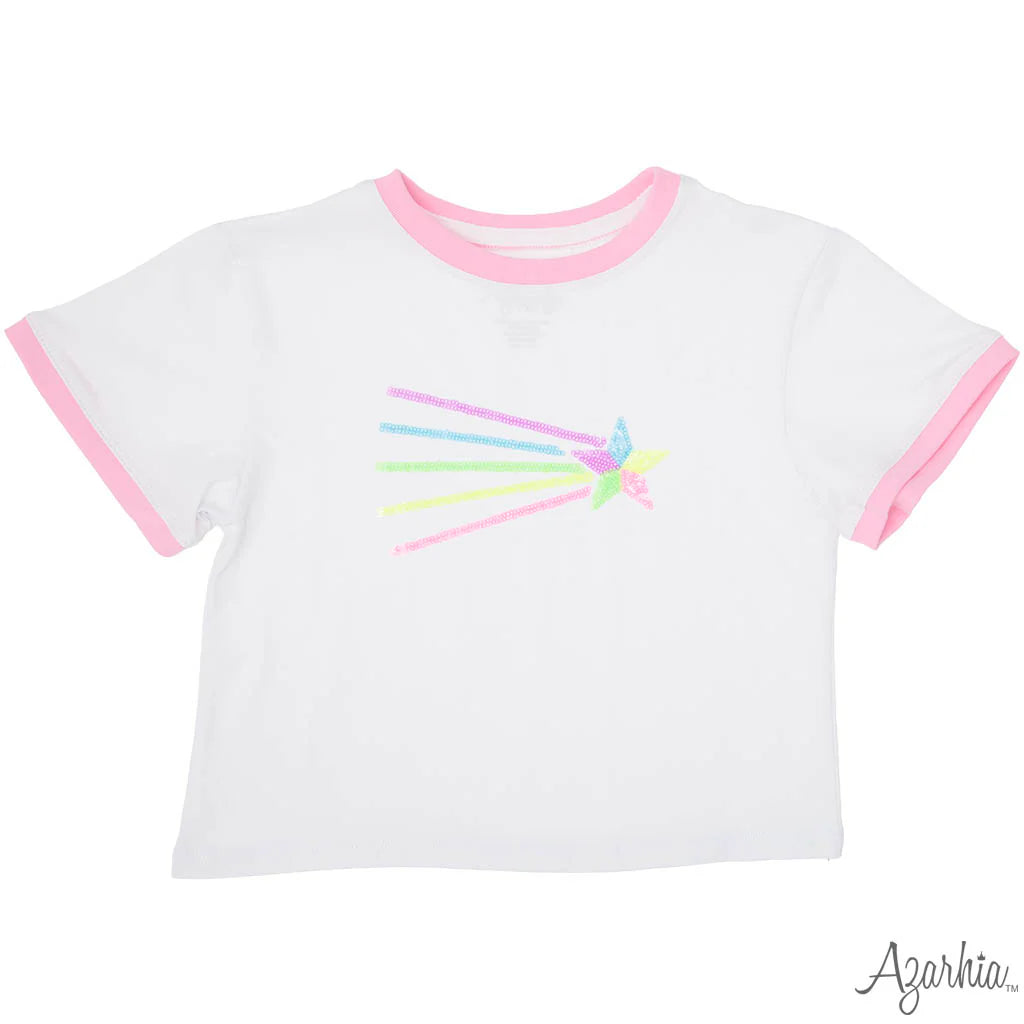 Sequin Shooting Star Ringer Boxy Tee