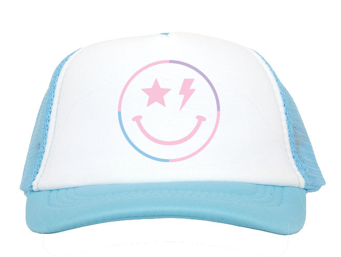 Embroidered Smiley Spark Trucker Hat