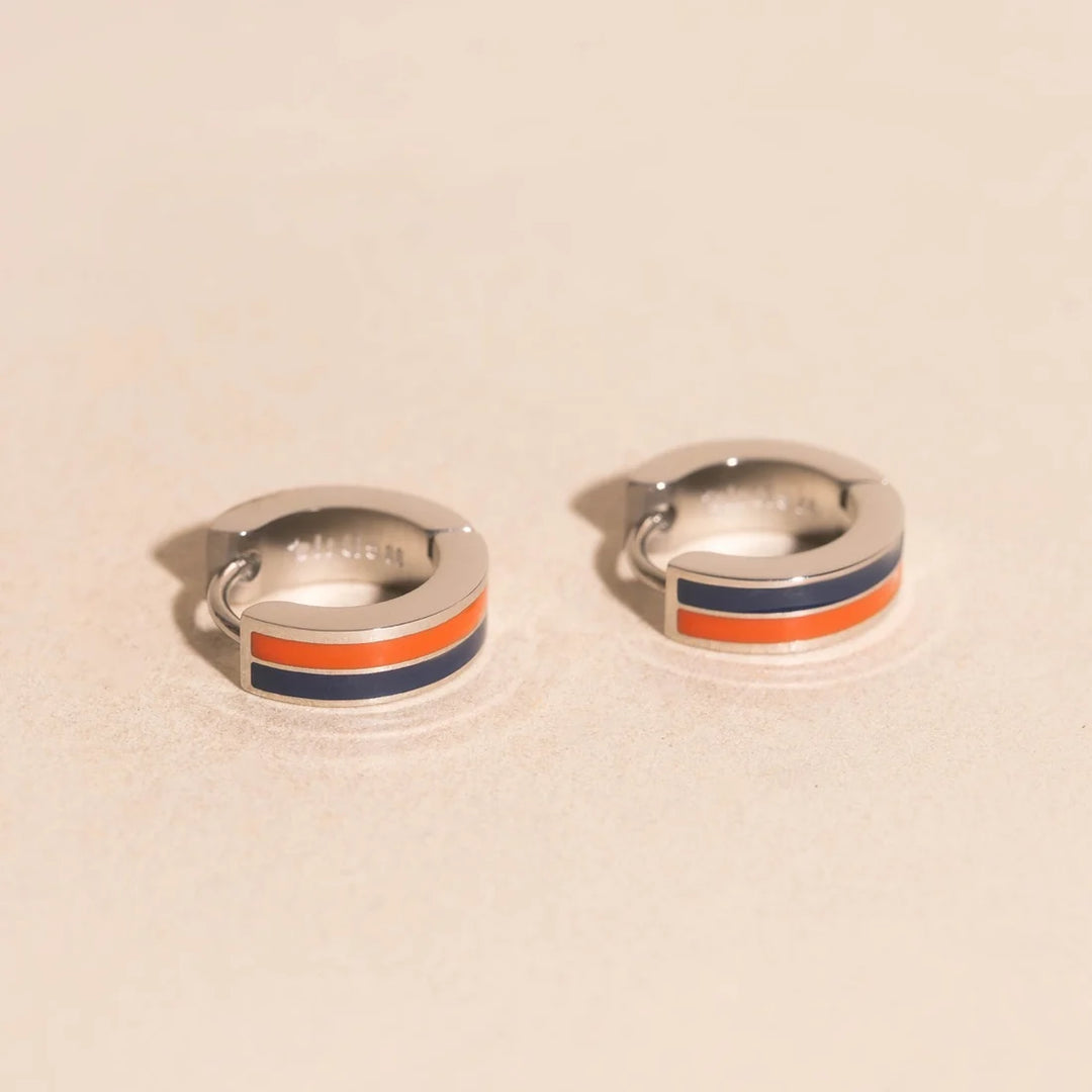 Team Spirit Striped Chunky Huggie Hoop Earrings