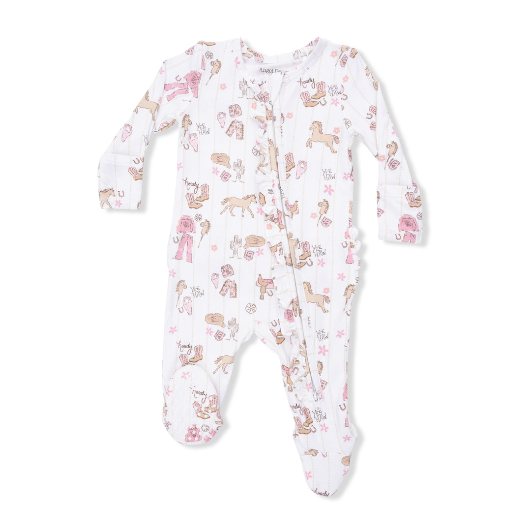 Cowgirl Nursery-2 Way Ruffle Front Zipper Footie