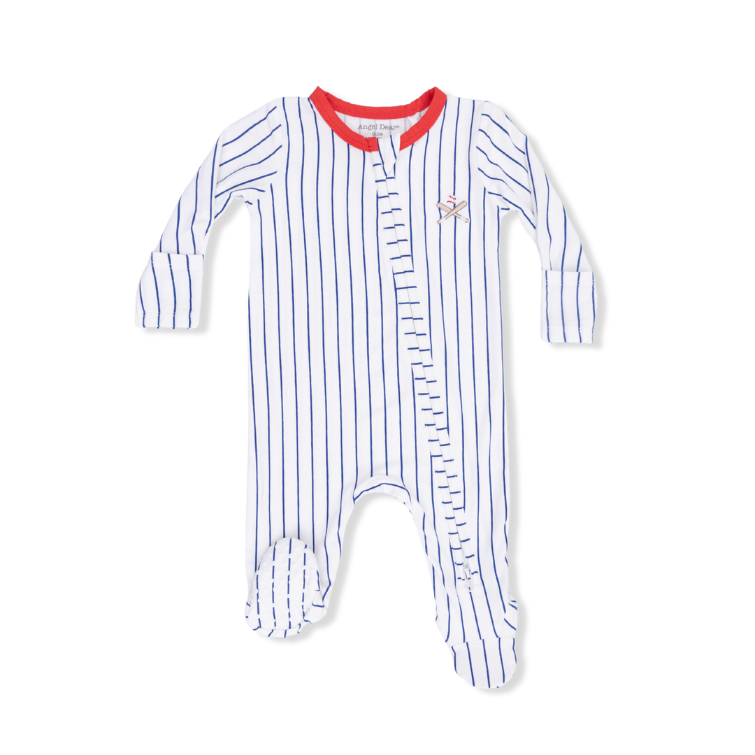 Baseball Stripes 2 Way Zipper Footie