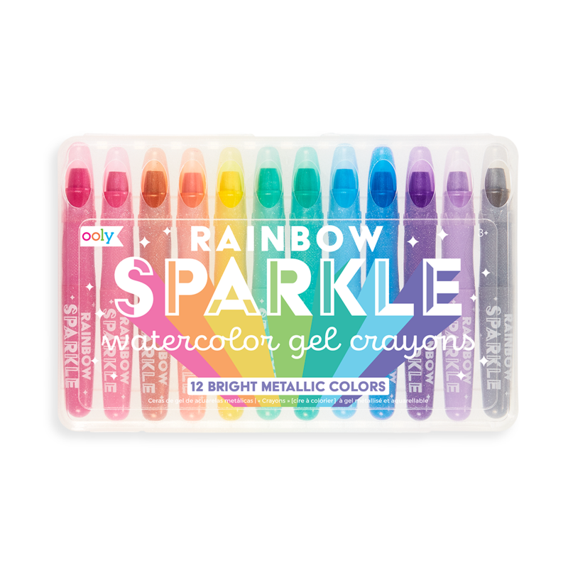 Rainbow Sparkle Metallic Watercolor Gel Crayons - Pack of 12