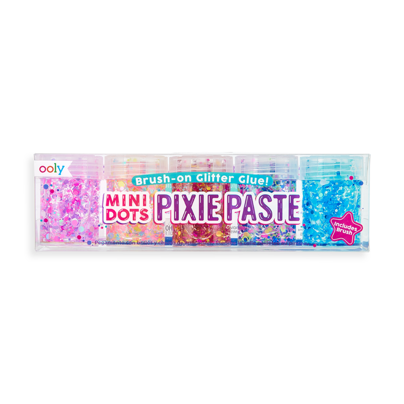 Mini Dots Pixie Paste Glitter Glue w/ Brush- 6 Piece Set