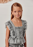Ruffle Sleeve Peplum Top
