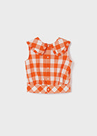 Ruffle Collar Gingham Blouse