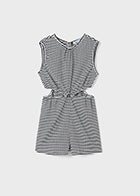 Stripe Knit Romper with Cut-out Details