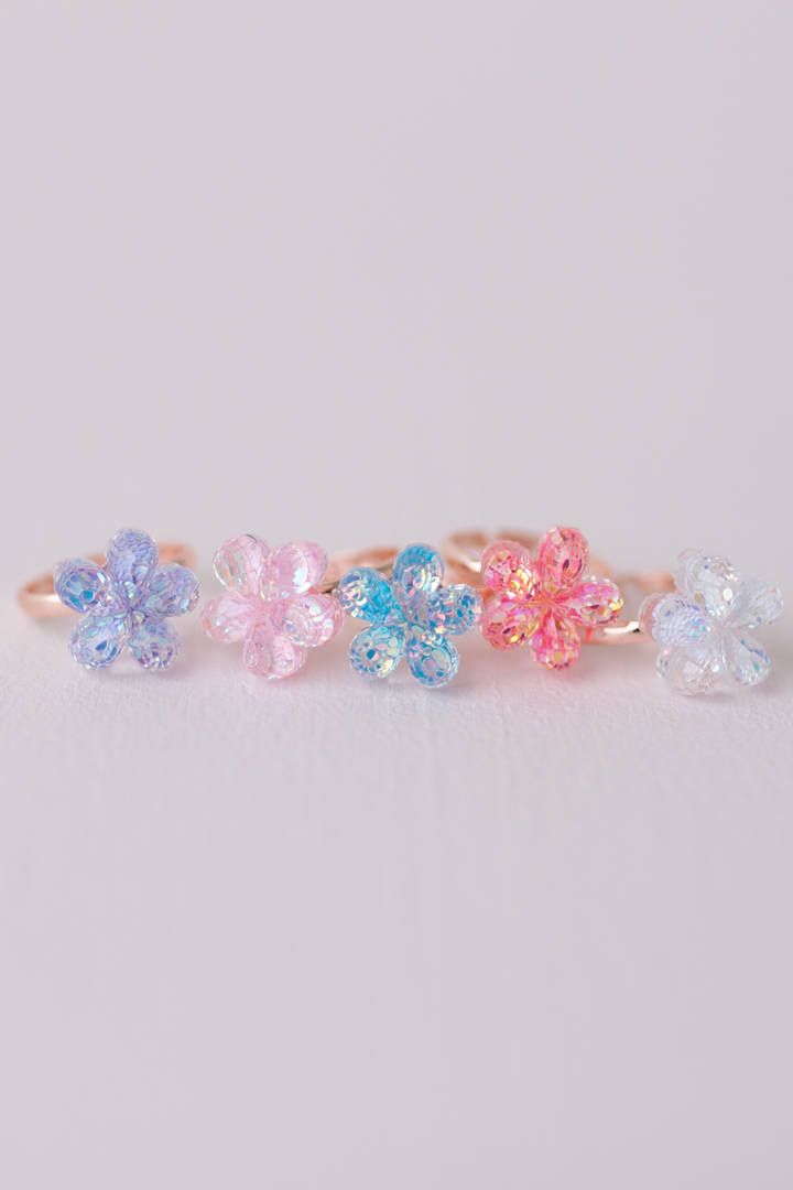 Boutique Shimmer Flower Rings-5pc