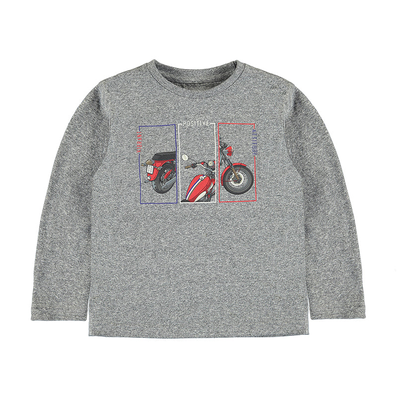 Long Sleeve Grey Motorcycle T Shirt