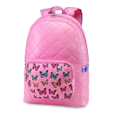 Pink Puffer Backpack w/ Butterflys