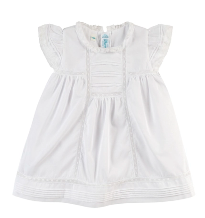 Girls Lace Trimmed White Dress