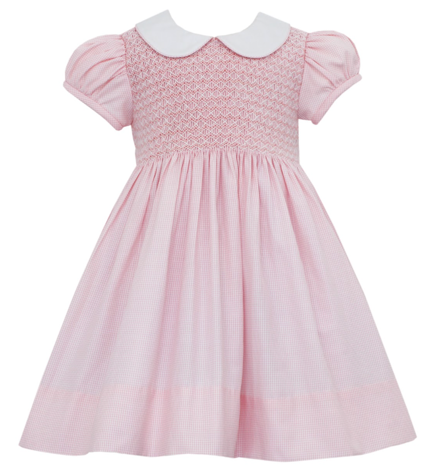 Pink Gingham Short Sleeve Dress