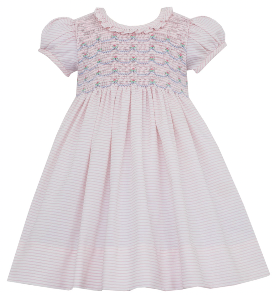 Pink & White Stripe Dress w/Ruffle Collar