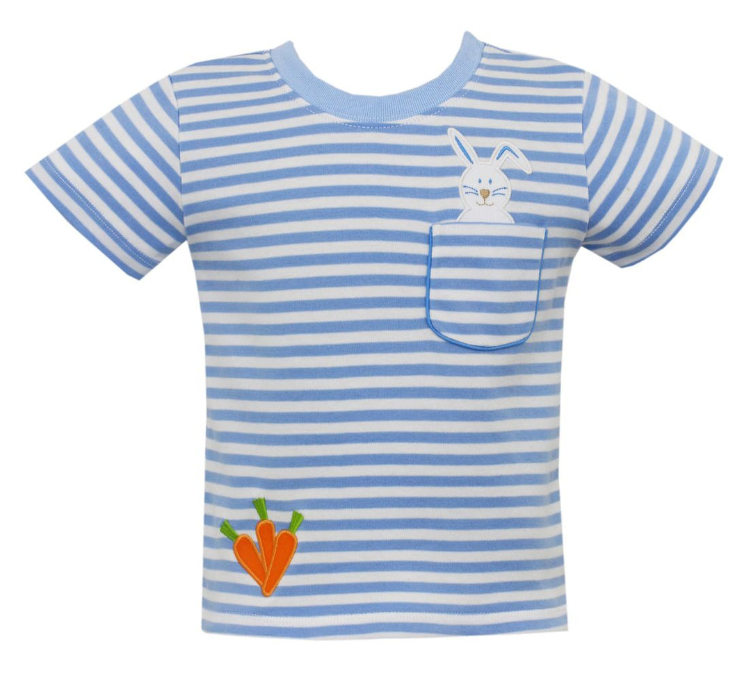 Bunny w/Carrot-Blue Stripe Knit T-Shirt