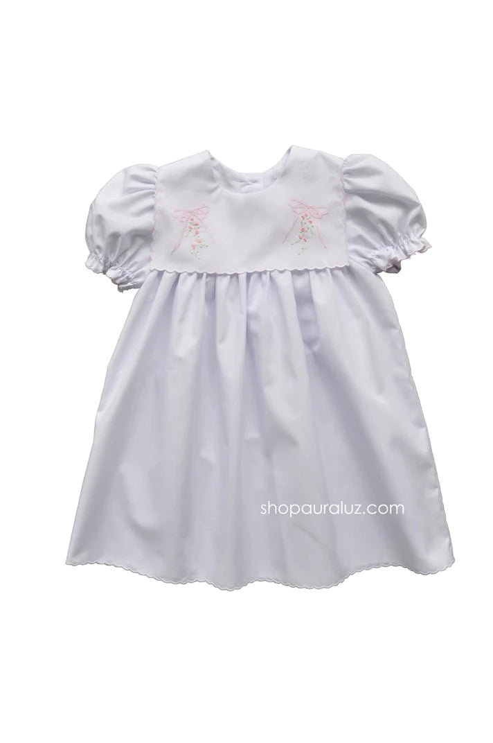 Baby Dress w/Pink Embroidered Bows