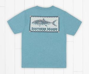 Youth Tile Fish Tee- Washed Barbados Blue