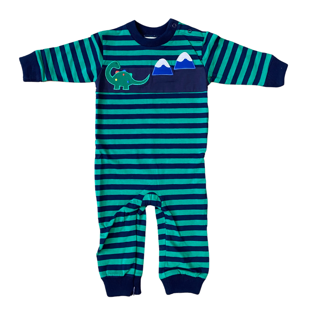 Stripe Knit Longall with Dinosaur