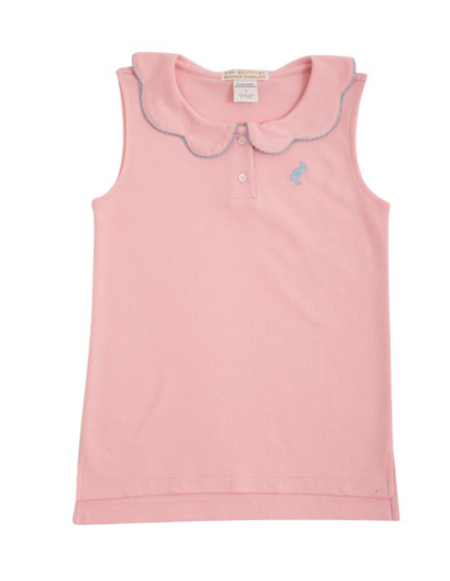 Paige’s Polo- Sandpearl Pink with Brookline Blue Stork
