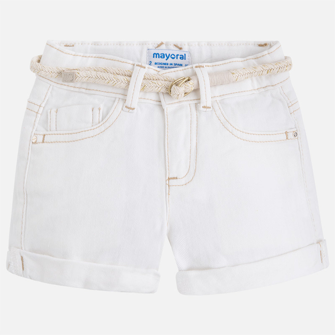 Girl Shorts with Rolled Hem and Belt