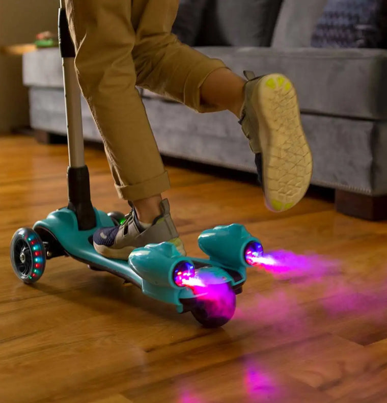 Adjustable-Height Folding Light Up Steam Scooter