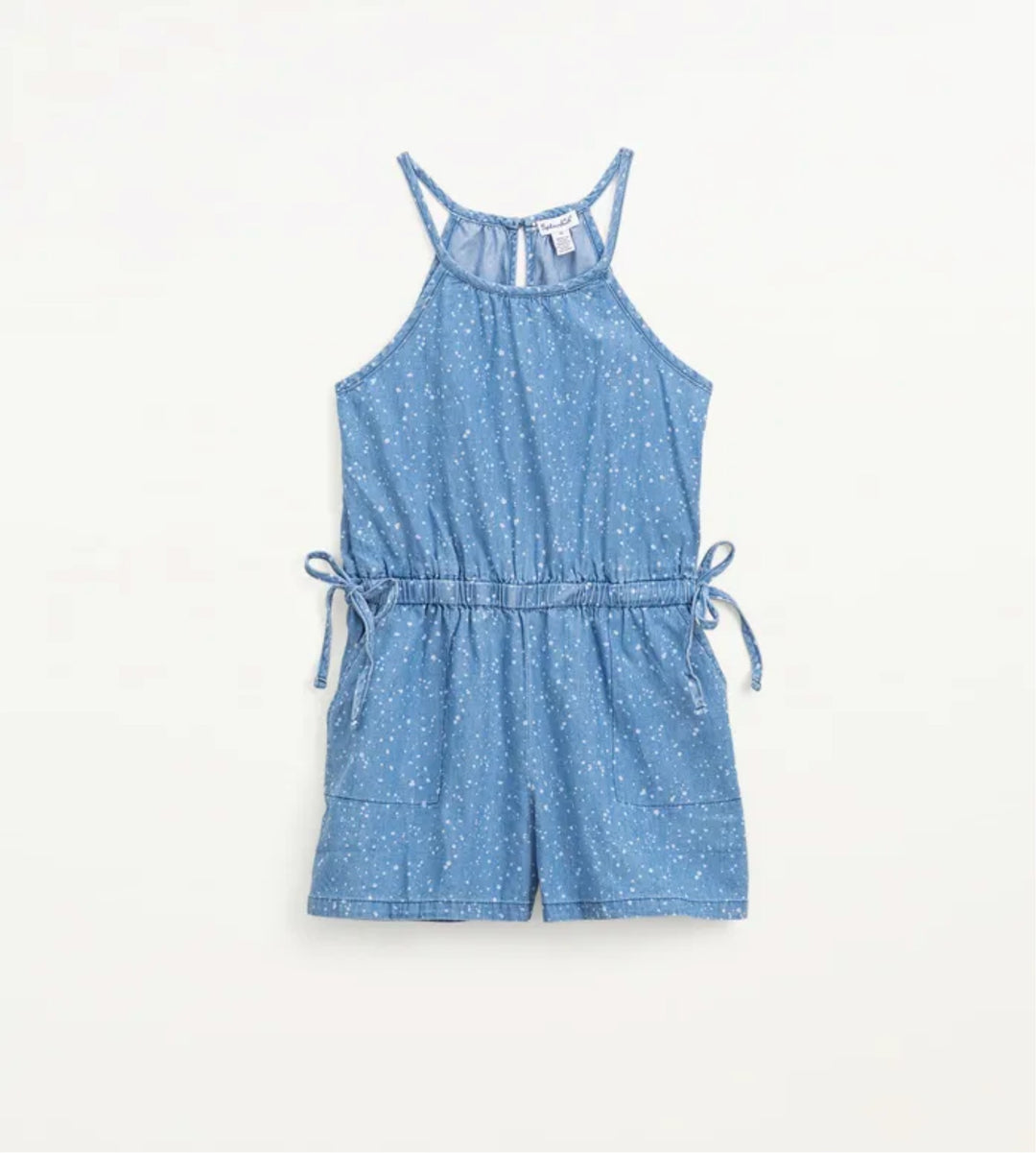 Splatter Bleach Denim Romper