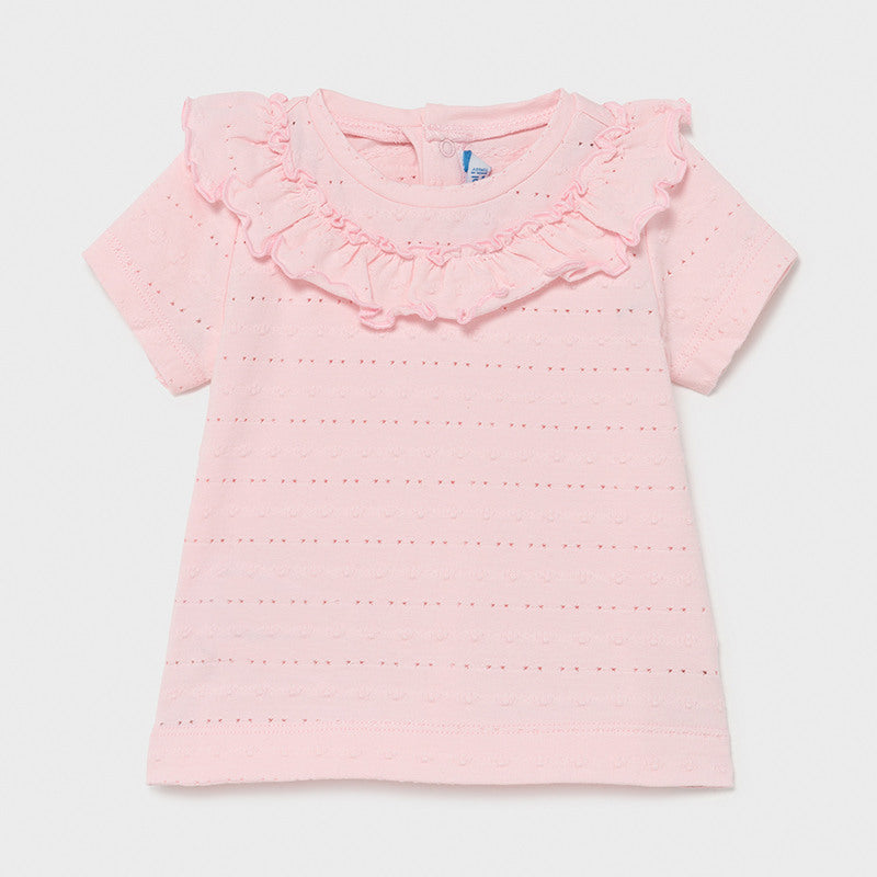Ruffled Pink Collared T-Shirt
